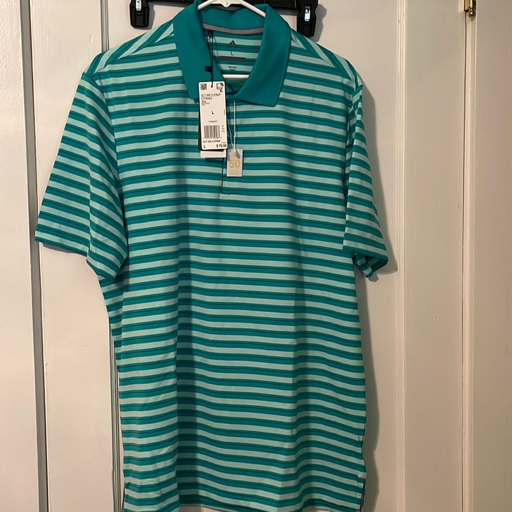 Adidas Ultimate 3-Color Stripe Golf Shirt